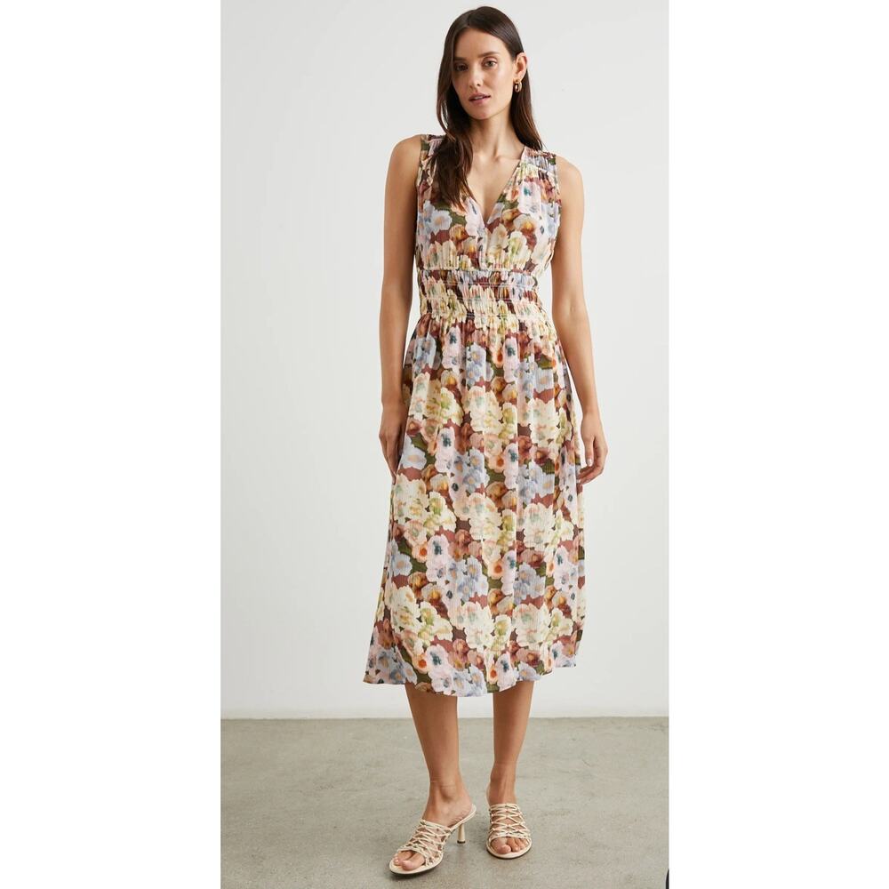 Rails Floral Midi Dress in Cream, Brown & Blue